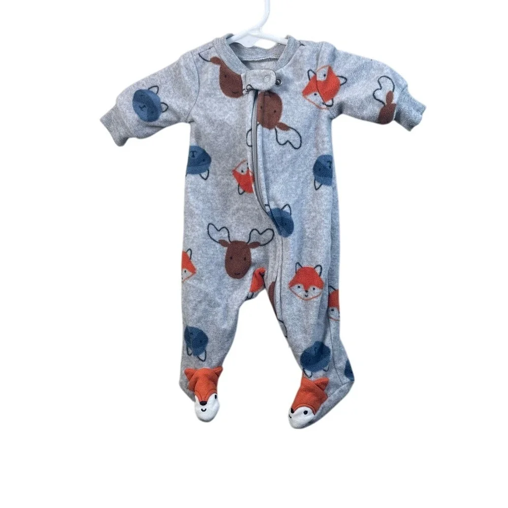 Carter's Gray Animal Print Footie Pajamas‎
